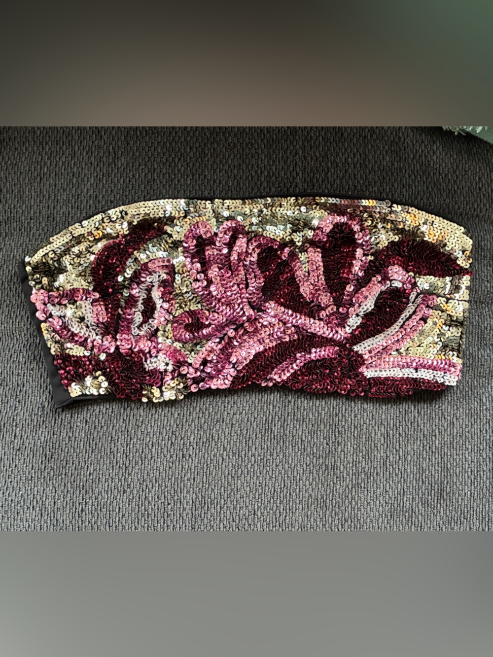RARE Eccentric party Sequin Bandeau Top - Pink, Burgundy & Gold